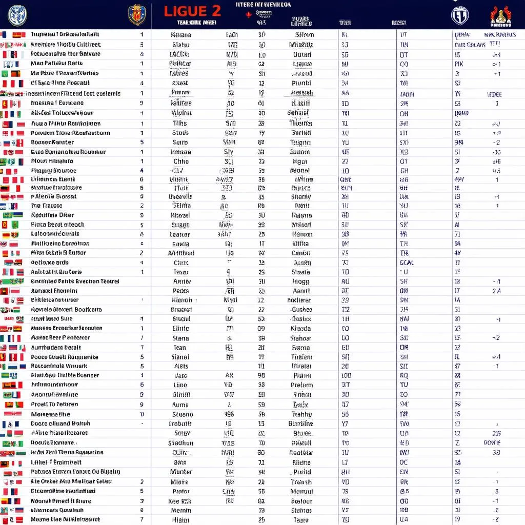 Bảng xếp hạng Ligue 2