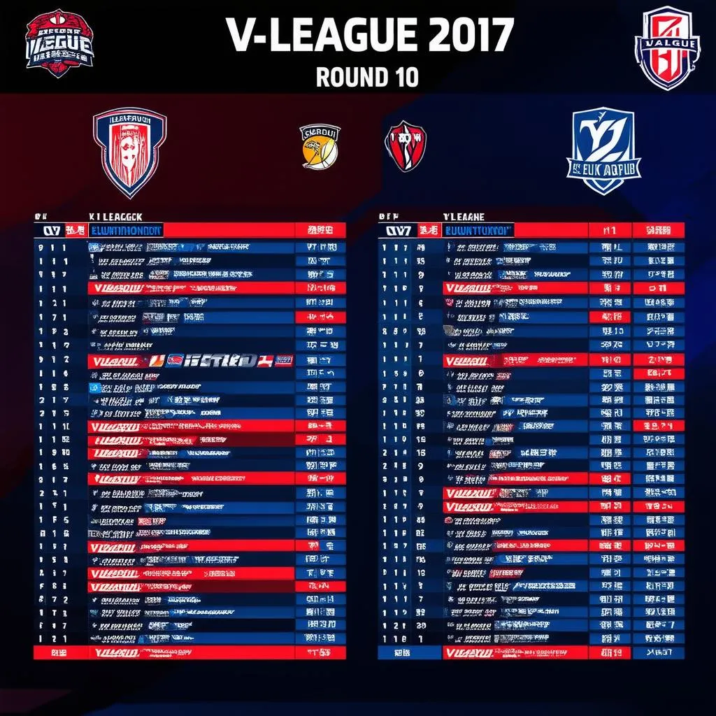 Bảng xếp hạng V-League 2017 sau vòng 10