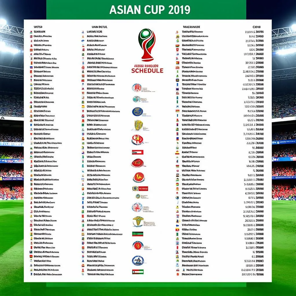 Lịch thi đấu Asian Cup 2019