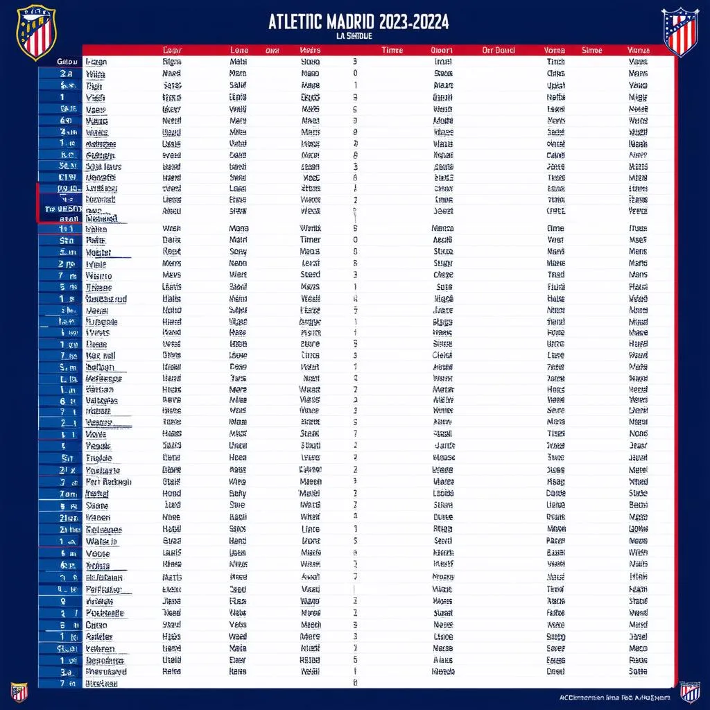 Lịch thi đấu Atletico Madrid La Liga 2023/2024