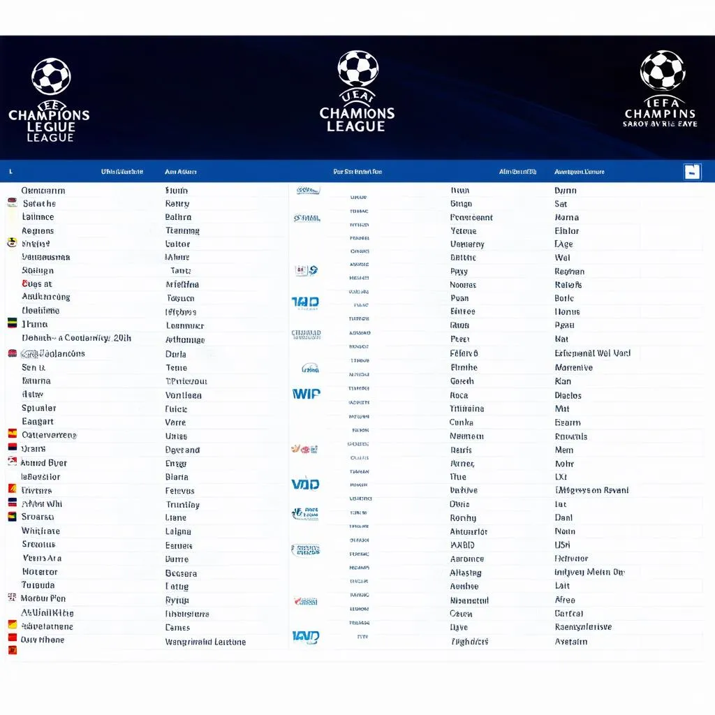 Lịch thi đấu bóng đá Champions League