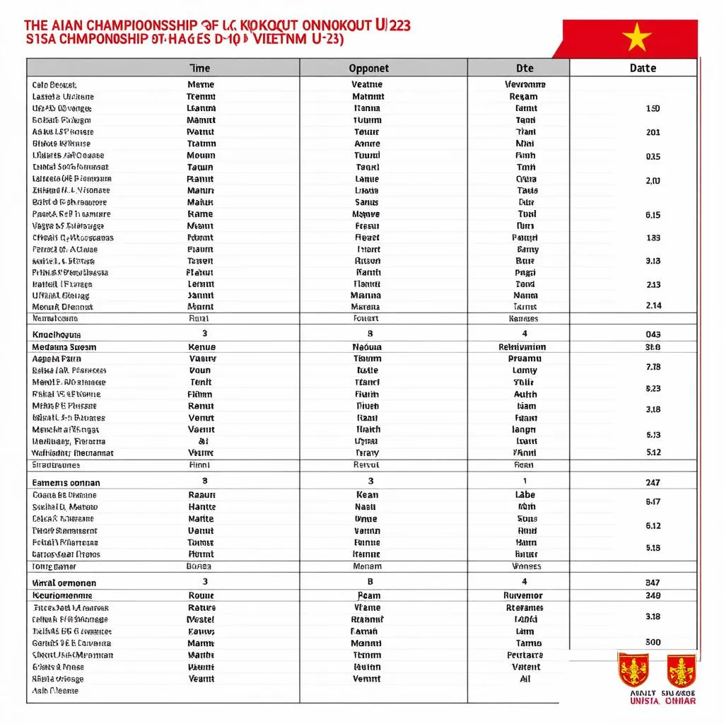 Lịch thi đấu U23 Việt Nam vòng loại