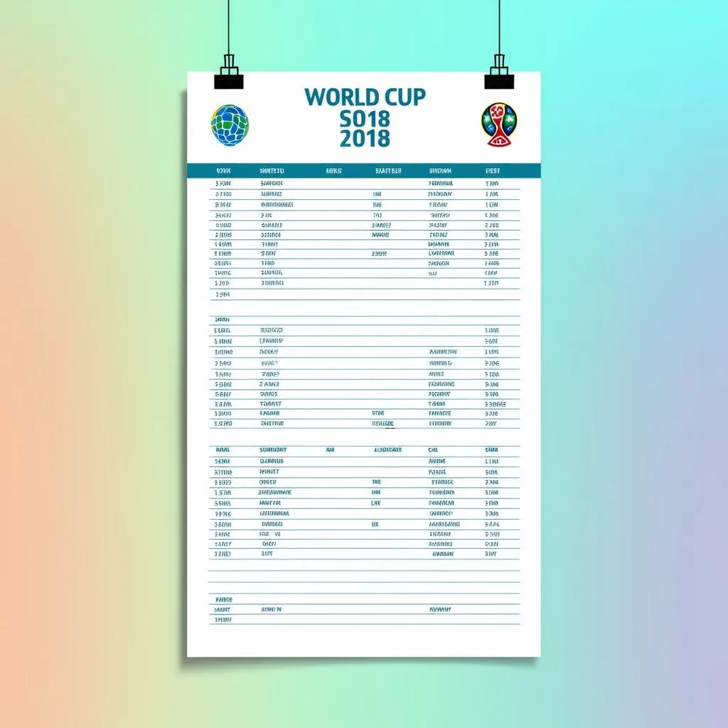 Lịch Thi Đấu World Cup 2018 Vector Miễn Phí