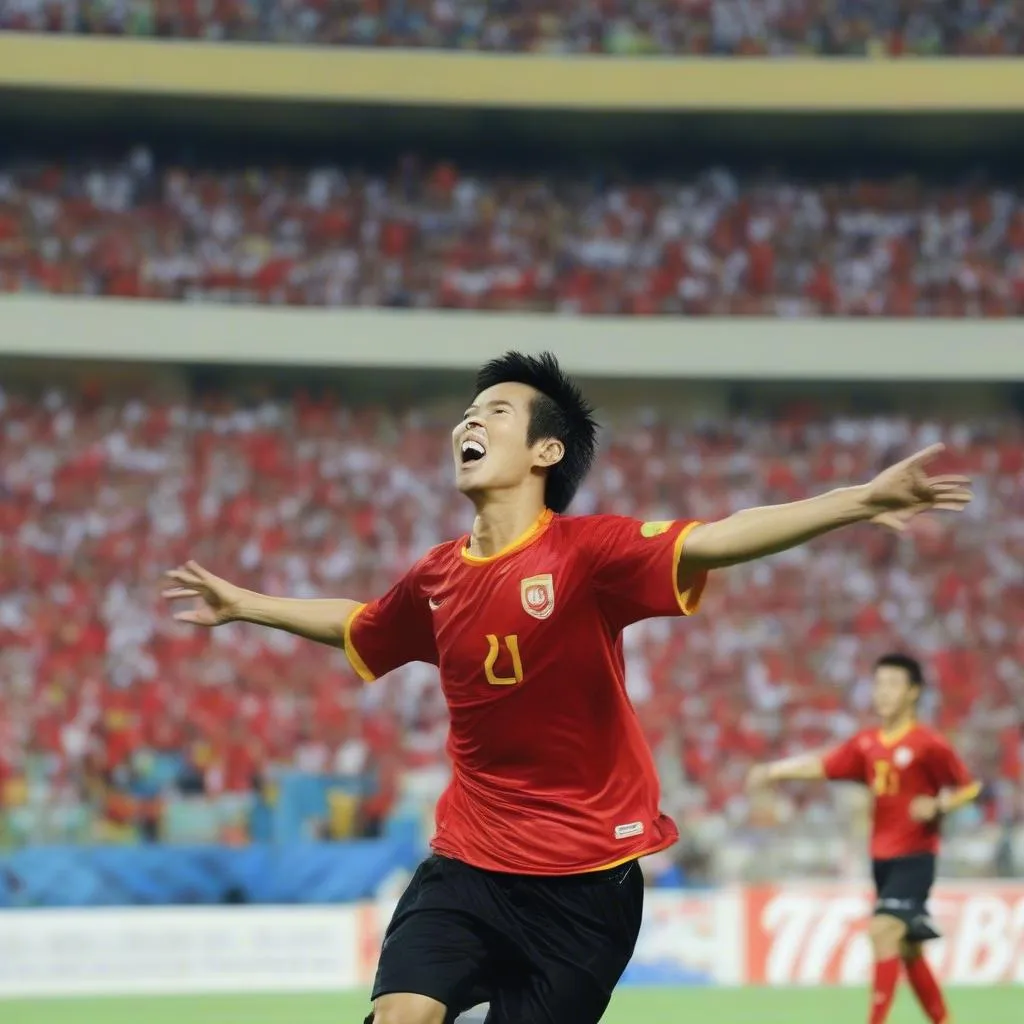 Công Vinh ghi bàn thắng vào lưới đội tuyển Thái Lan ở chung kết AFF Cup 2008