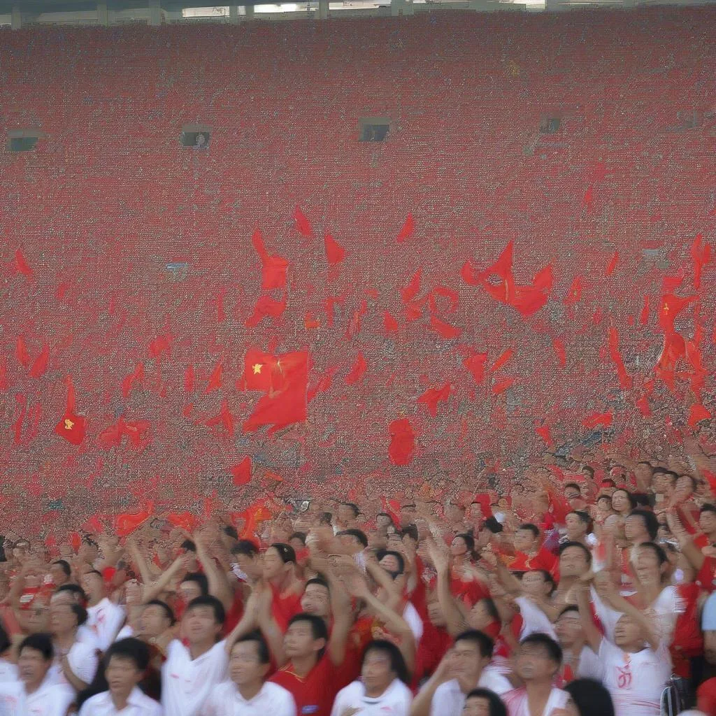 Cảnh tượng sân vận động Mỹ Đình náo nhiệt trong trận chung kết AFF Cup 2008