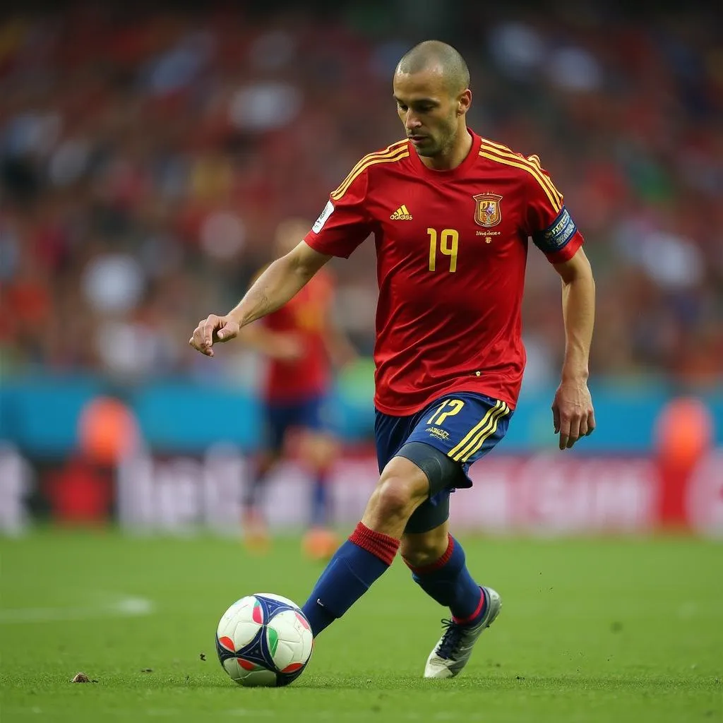 Andres Iniesta điều khiển bóng tại Euro 2012