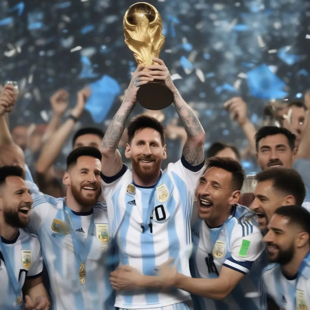 Hình ảnh Argentina vô địch Copa America 2021 - Lionel Messi nâng cao chiếc cúp