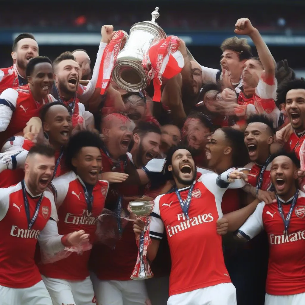 Arsenal celebrating their victory in FA Cup 2015