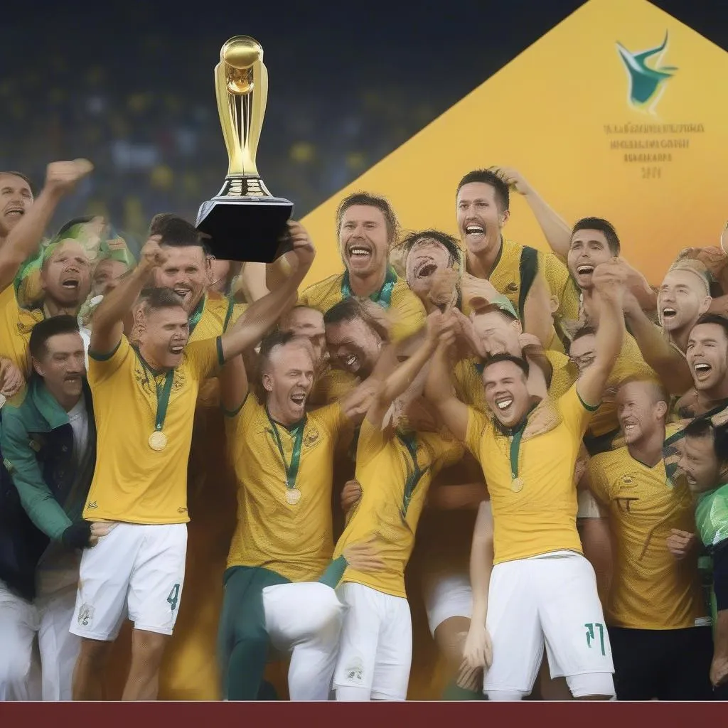 Australia celebrating their Asian Cup 2015 victory