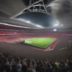 Cổ động viên cuồng nhiệt trên khán đài sân Wembley