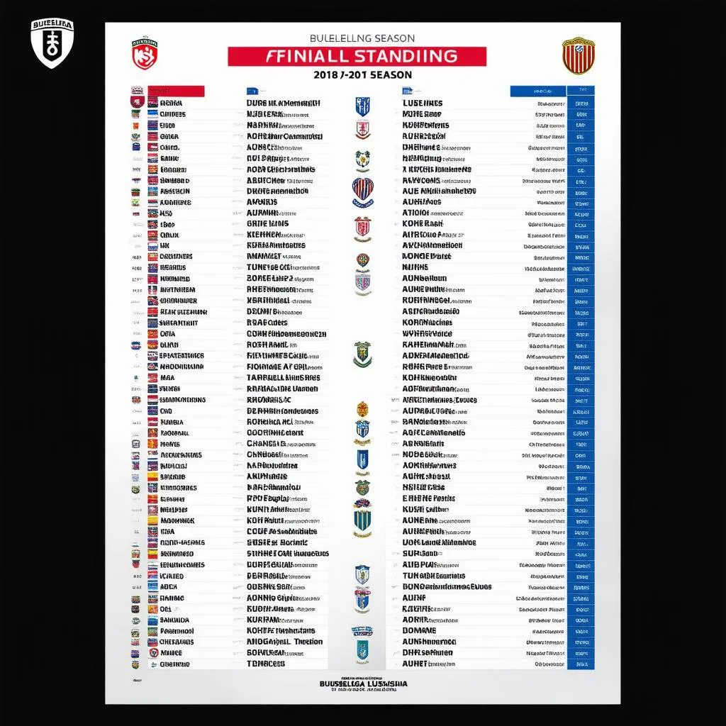 Bảng xếp hạng Bundesliga 2018-2019