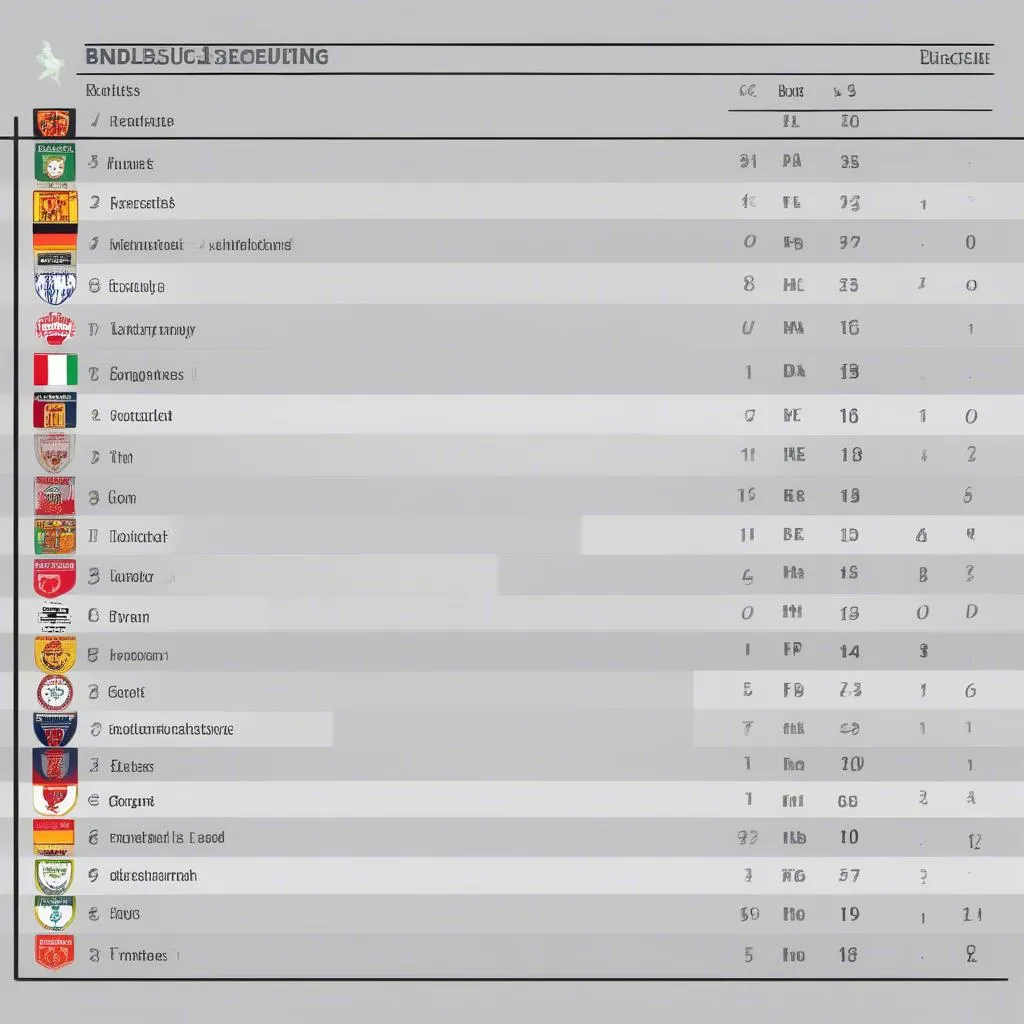 Bảng xếp hạng giải hạng 2 Đức