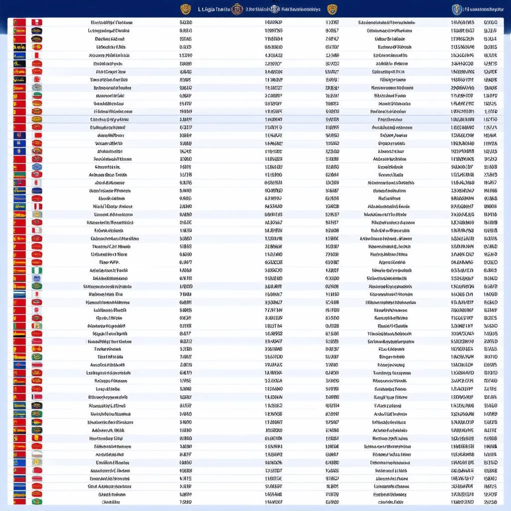 Bảng xếp hạng La Liga