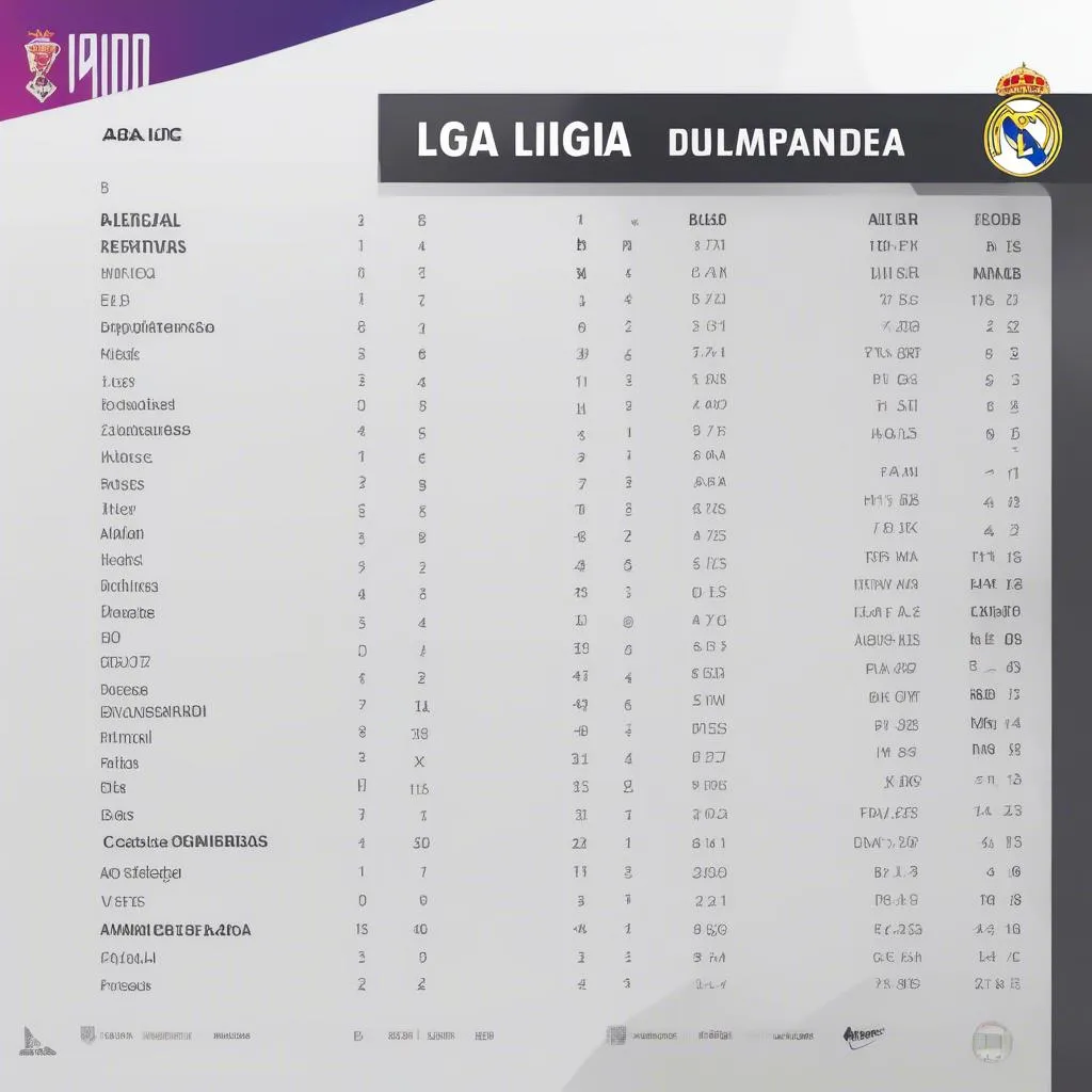 Bảng xếp hạng La Liga - Real Madrid