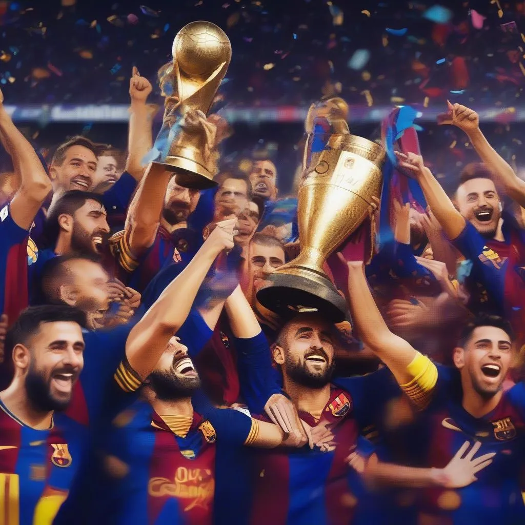 Hình ảnh Barcelona trong lễ trao giải vô địch La Liga