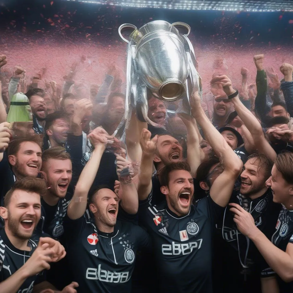 Bayern Munich celebrates their Bundesliga title victory