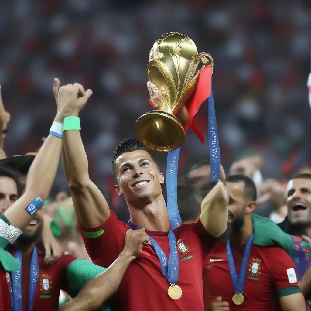 Ronaldo nâng cao cúp vô địch Euro 2016