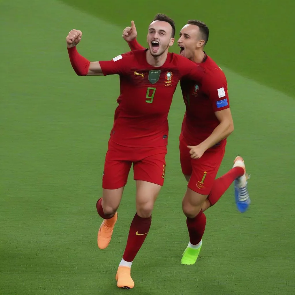 Hình ảnh Diogo Jota ghi bàn trong trận chung kết UEFA Nations League 2020-2021