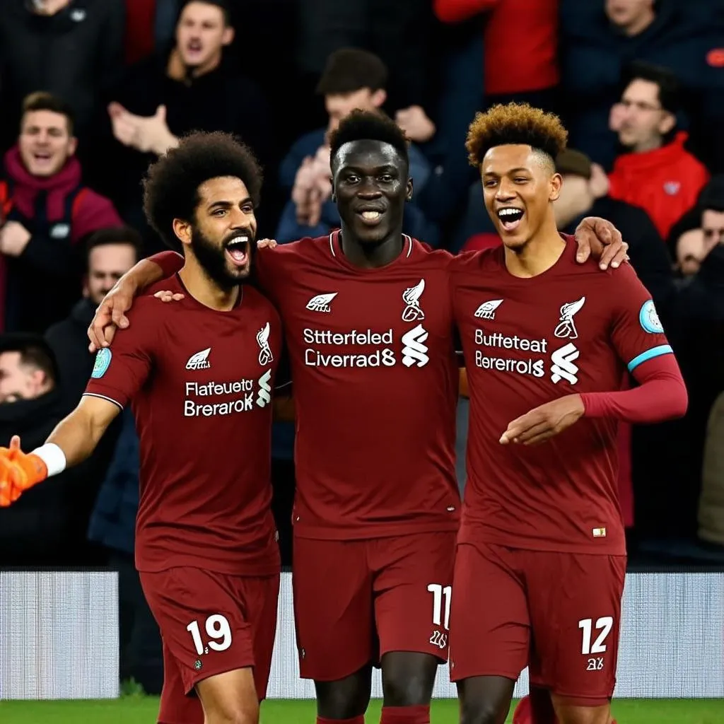 Các Cầu Thủ Liverpool Ăn Mừng Bàn Thắng