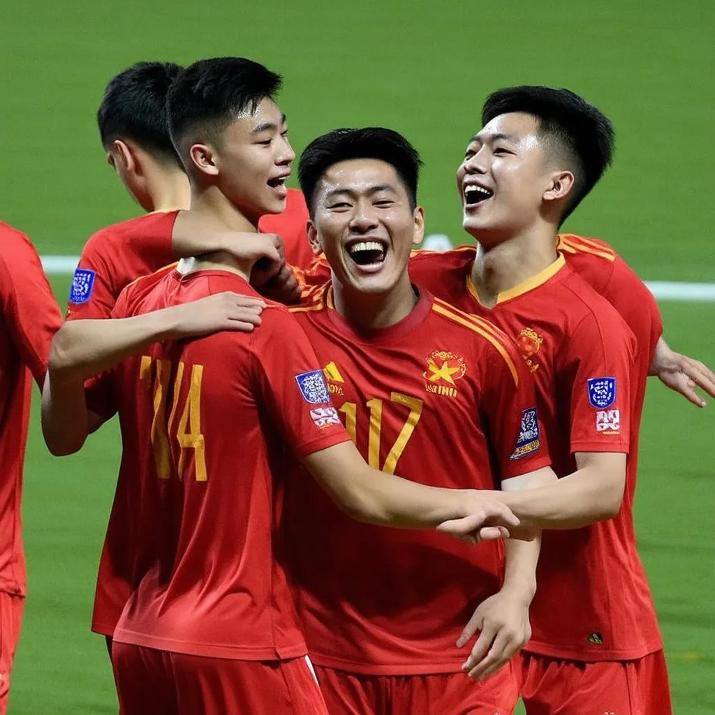 U17 Vietnam Football Players Cheering