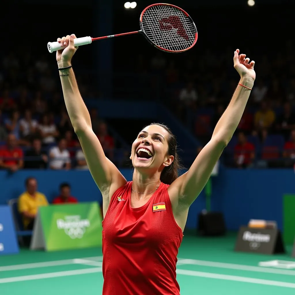 Carolina Marin ăn mừng chiến thắng tại Olympic 2016