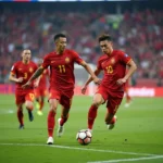 Vietnamese football players on the field