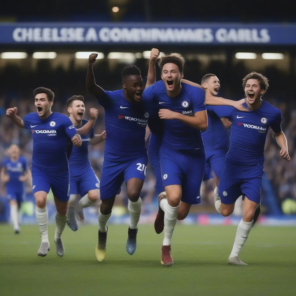 Chelsea Players Celebrating a Goal