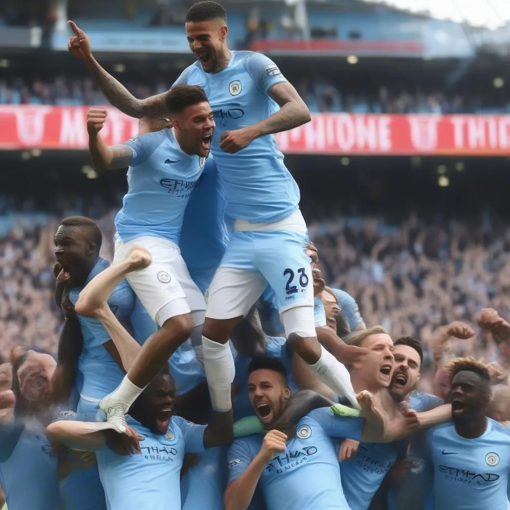 man city ăn mừng chức vô địch