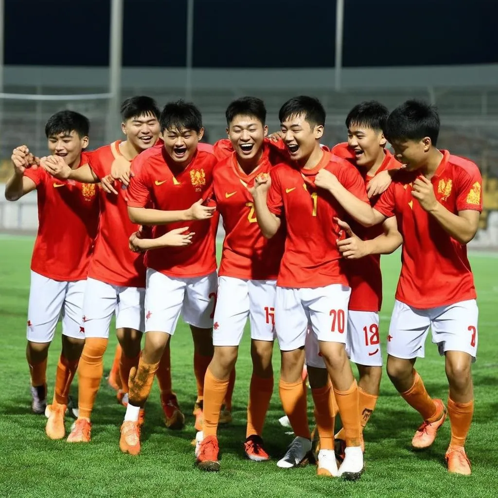 Cầu thủ U16 Việt Nam thi đấu