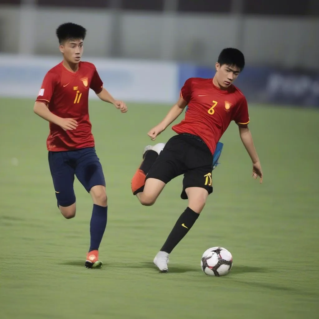 Cầu thủ U18 Việt Nam thi đấu tại giải U18 Đông Nam Á 2018: Hình ảnh các cầu thủ U18 Việt Nam thi đấu đầy nhiệt huyết và chuyên nghiệp