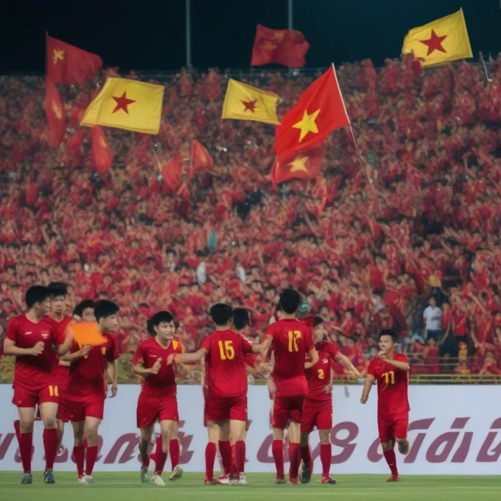 U23 Vietnamese players wave to fans