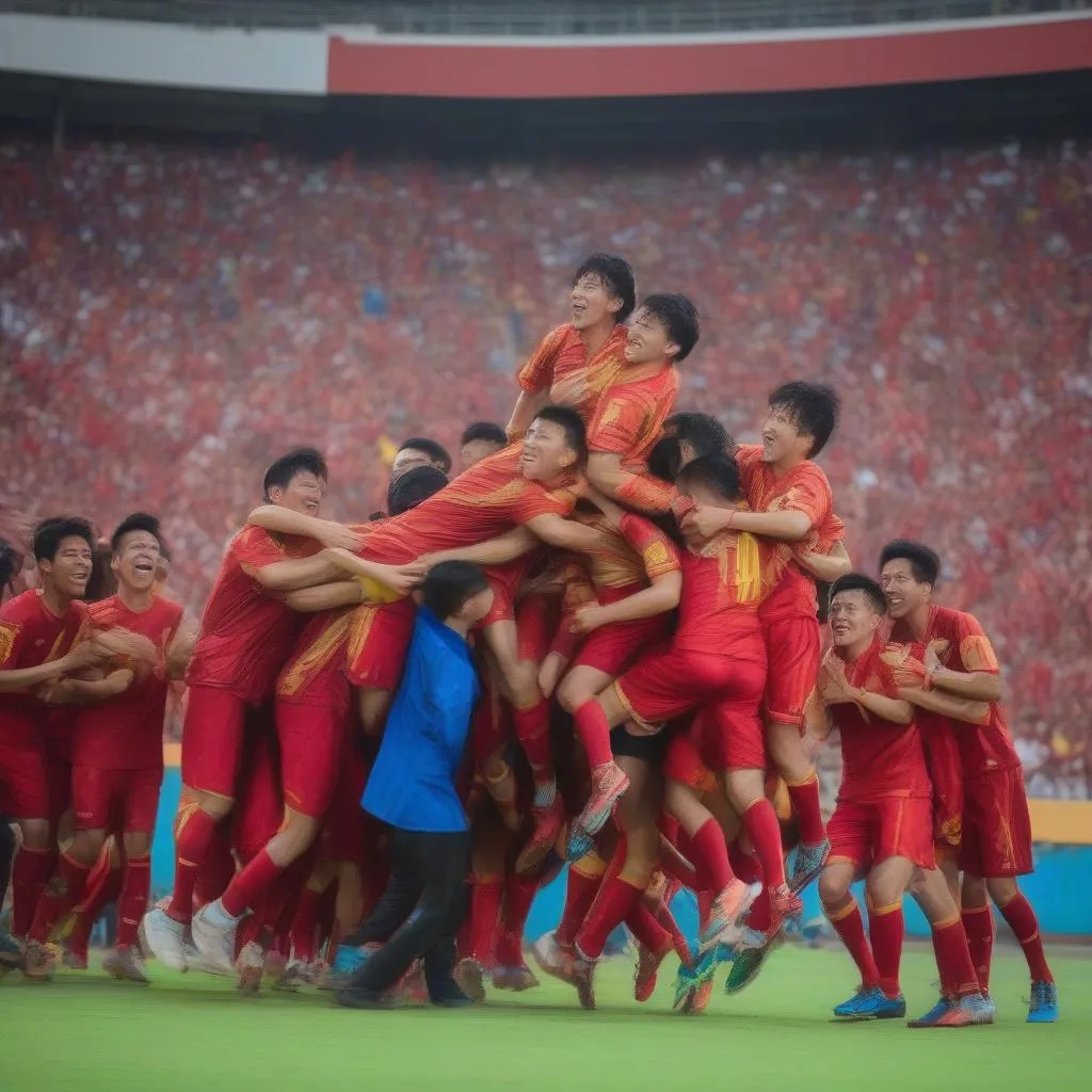 Vietnamese players celebrating victory