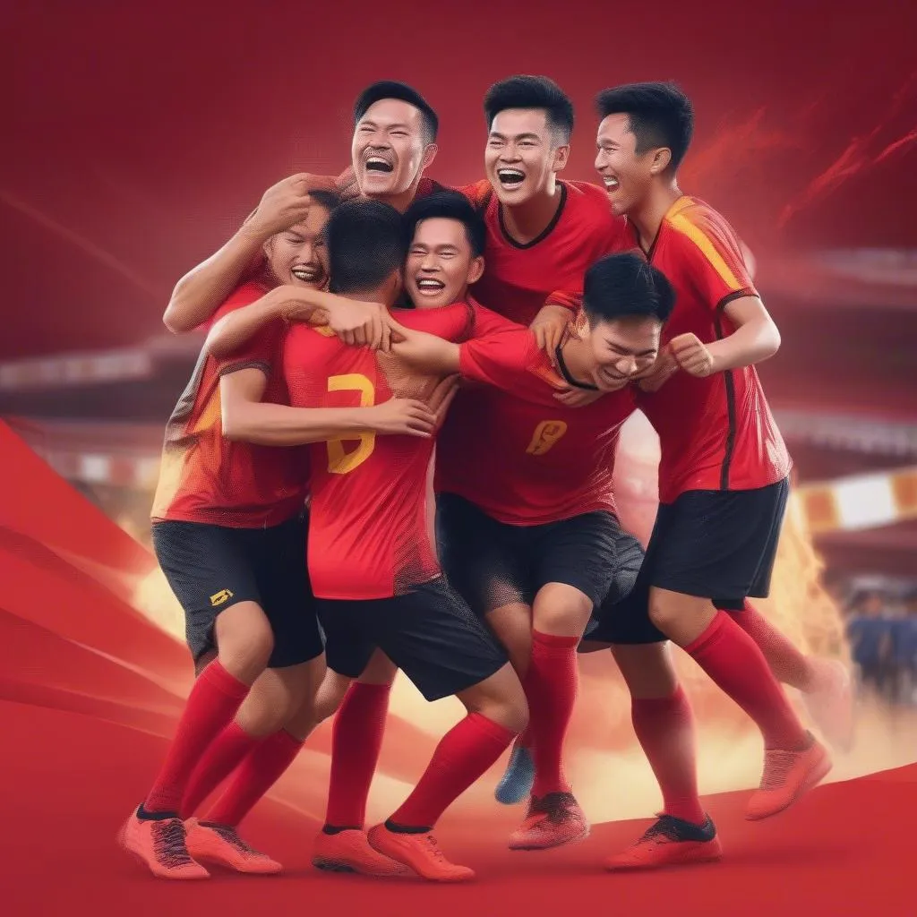 Vietnamese players celebrate victory