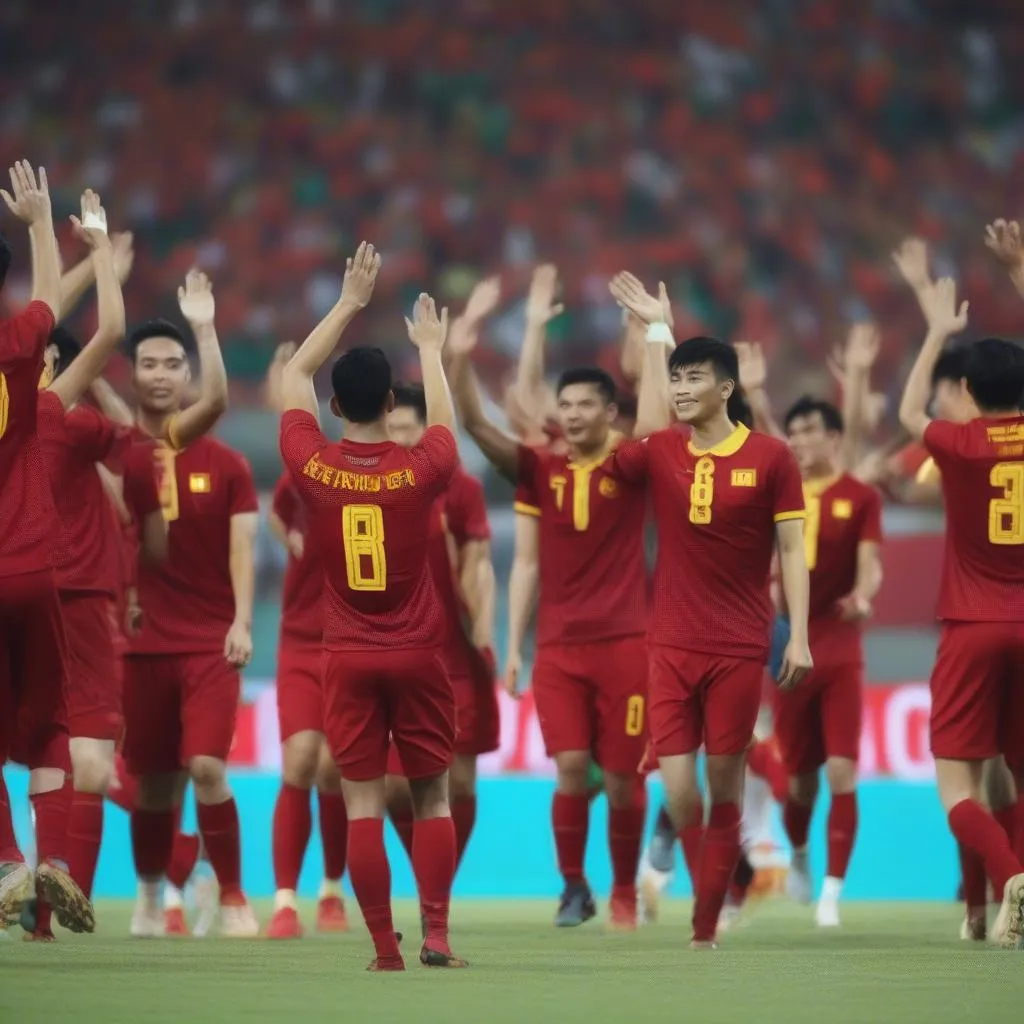 Cầu thủ Việt Nam chào khán giả Asian Cup 2019