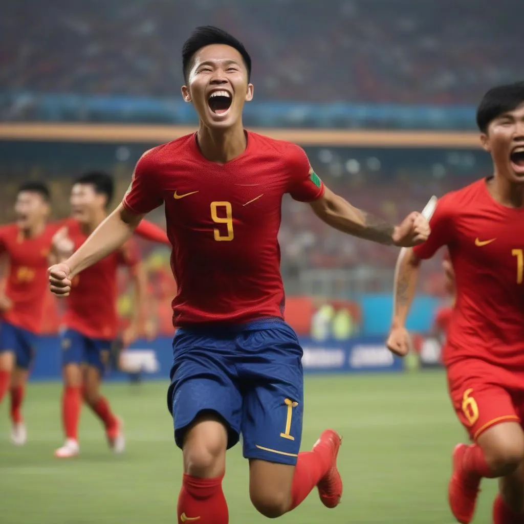 Vietnamese player scoring at the World Cup