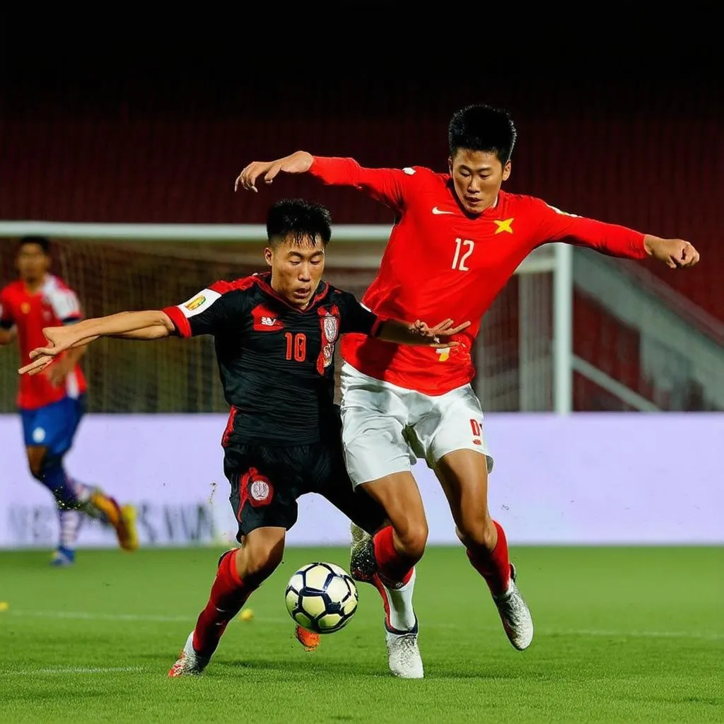 Vietnamese Football Players in Action