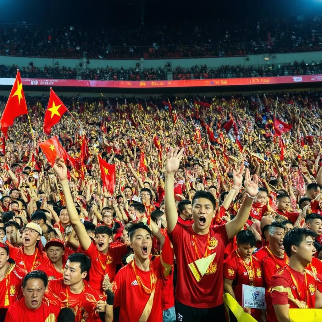 Vietnamese fans cheering at King's Cup