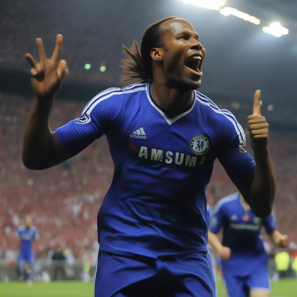 Hình ảnh Didier Drogba nâng cao cúp vô địch Champions League 2012