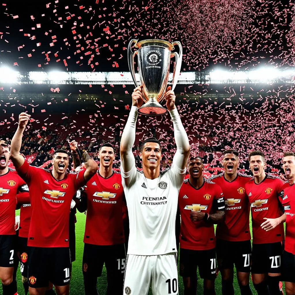 CR7 nâng cup vô địch cùng MU