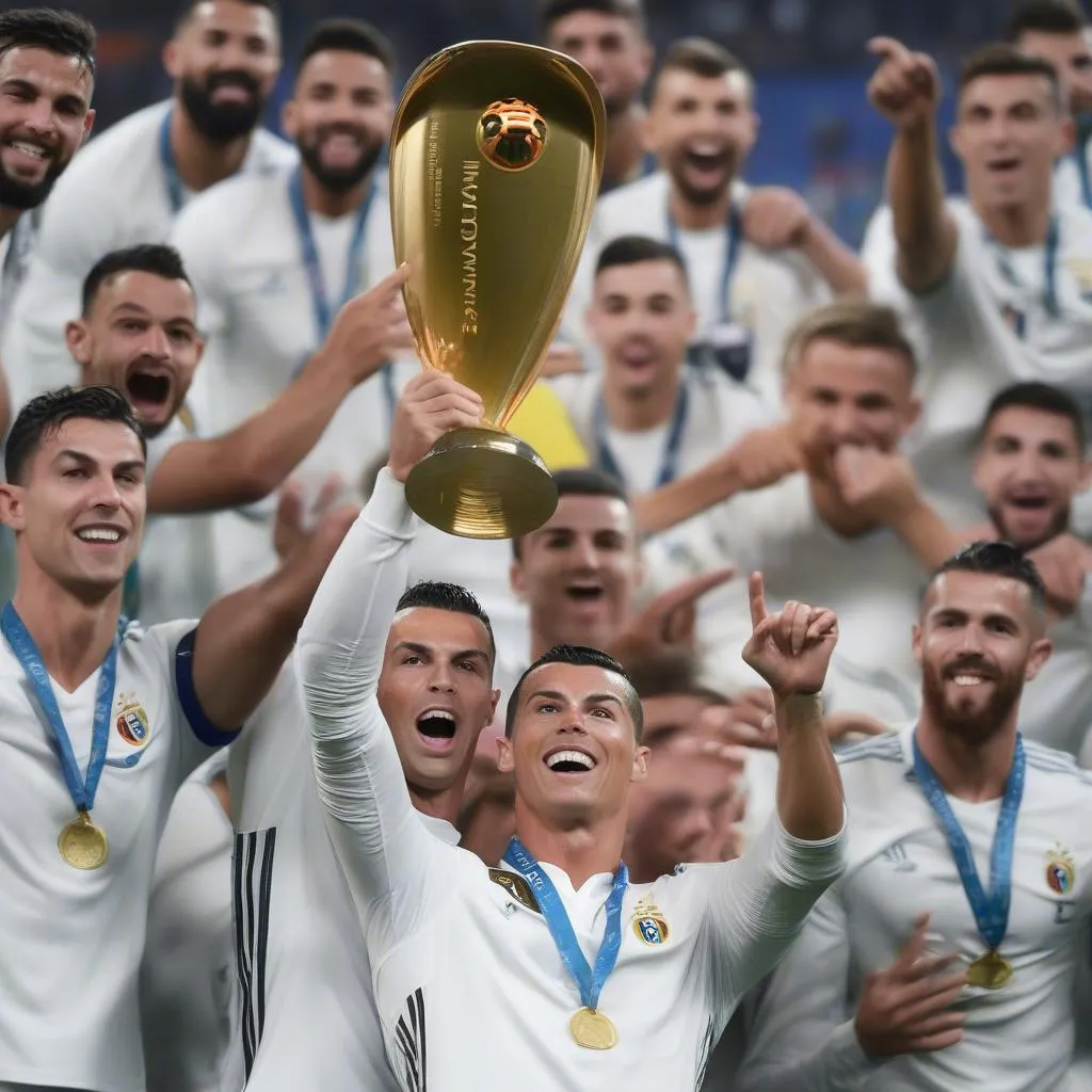 Cristiano Ronaldo holding trophy