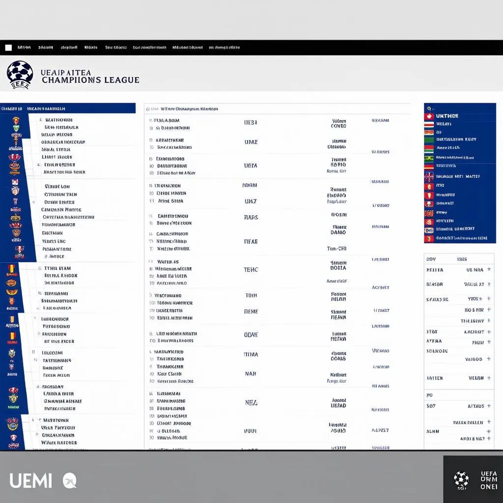 Website cung cấp lịch thi đấu UEFA Champions League