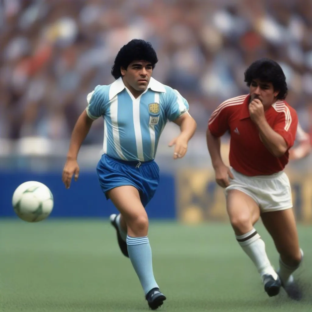 Hình ảnh Diego Maradona trong trận đấu World Cup 1990