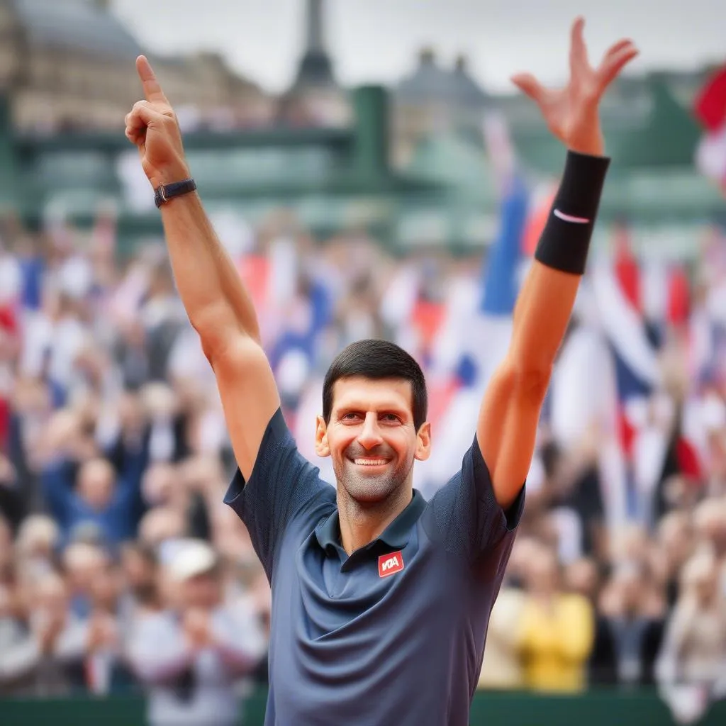 Djokovic ăn mừng chiến thắng Paris Master 2019 