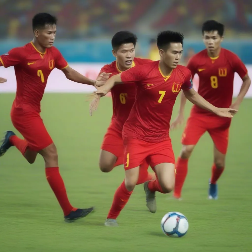 Cầu thủ đội tuyển Việt Nam trong trận đấu vòng loại World Cup