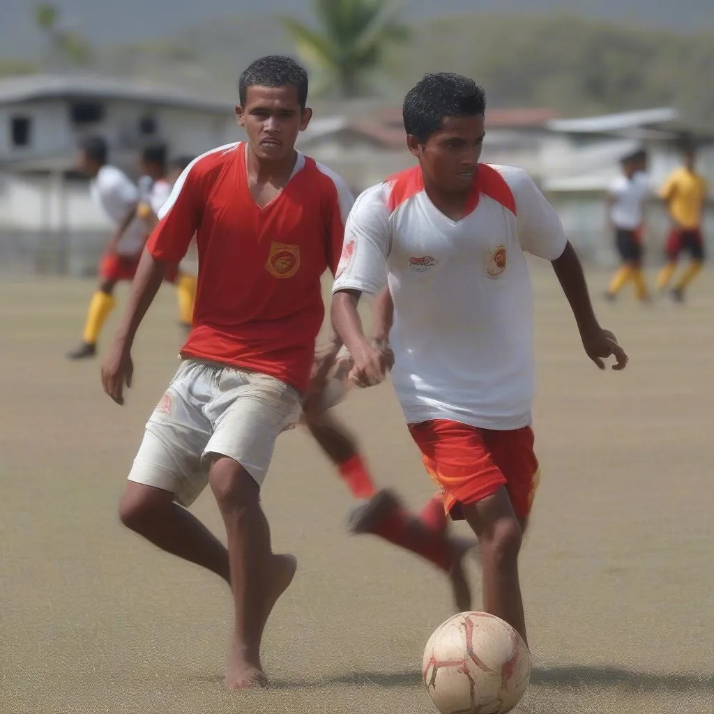 Cầu thủ Đông Timor thi đấu quyết tâm