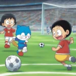 Doraemon và Chaien trong trận đấu bóng đá