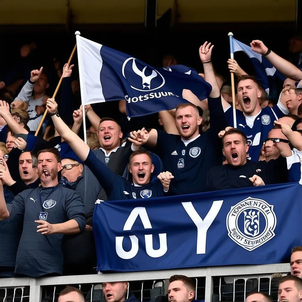 Fan bóng đá cổ vũ cho Tottenham