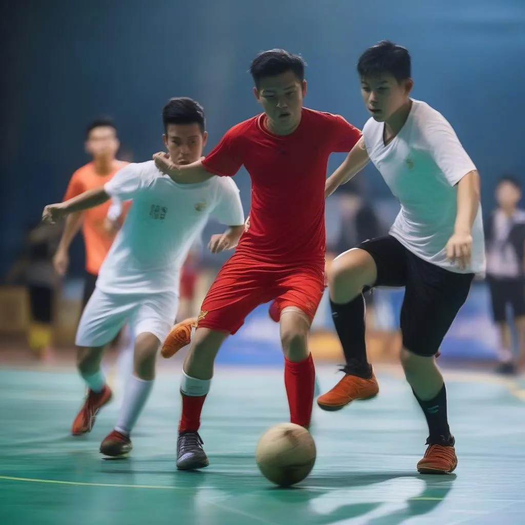 Cầu thủ thi đấu đầy nhiệt huyết tại giải Futsal Vô địch TP.HCM 2017