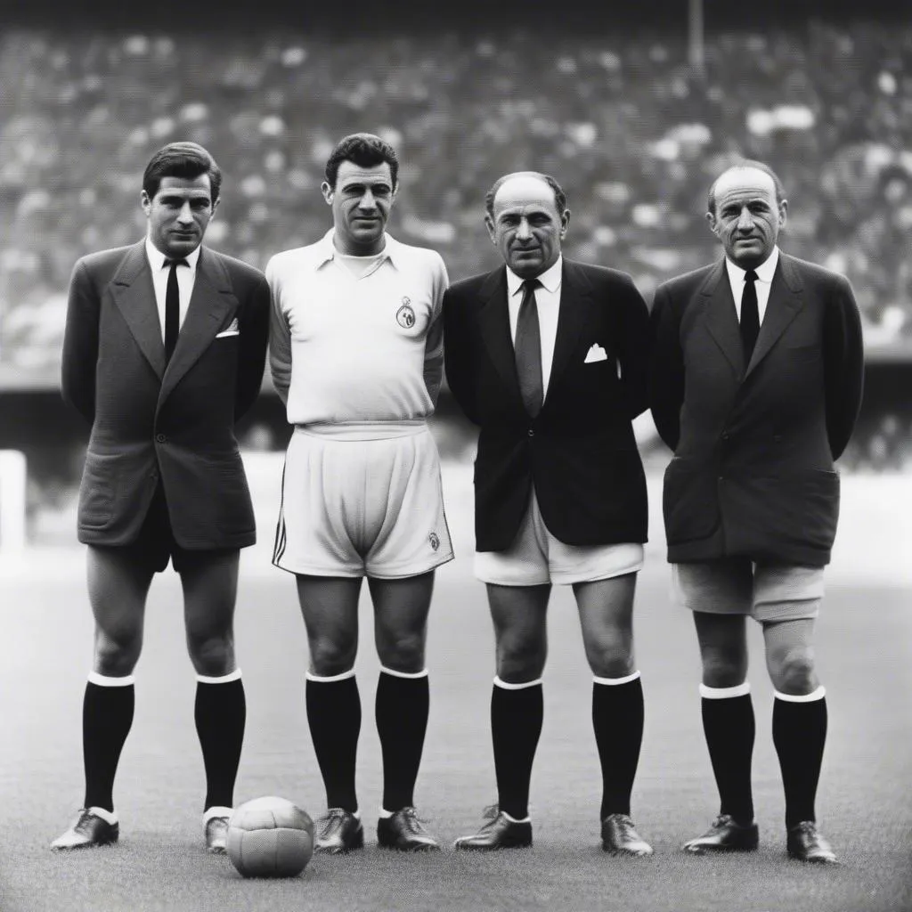 Các cầu thủ huyền thoại của Real Madrid, Alfredo Di Stéfano, Ferenc Puskás và Francisco Gento