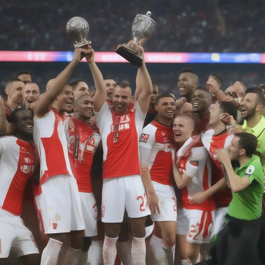 AS Monaco celebrating their victory in the 2017 French Ligue 1